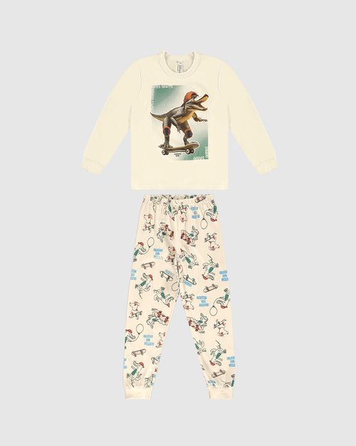 Pijama Longo Infantil Menino Camiseta Manga Longa Com Estampa Malwee Kids