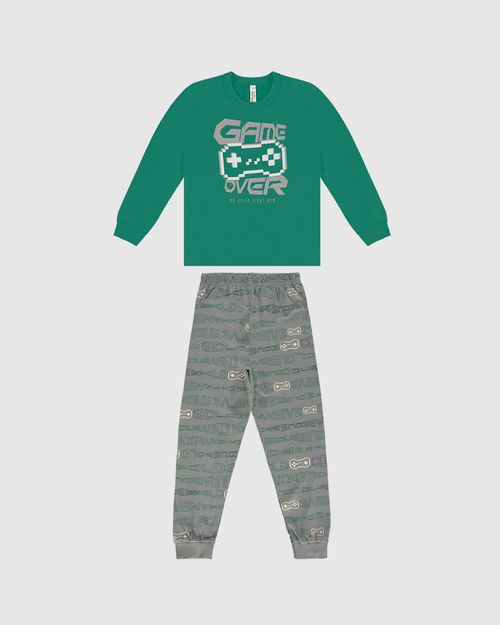 Pijama Longo Infantil Menino Camiseta Manga Longa Com Estampa Malwee Kids