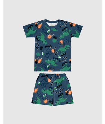 Pijama Curto Infantil Menino Estampa Brilha No Escuro Em Algodão Malwee Kids