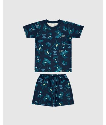 Pijama Curto Infantil Menino Estampa Brilha No Escuro Em Algodão Malwee Kids