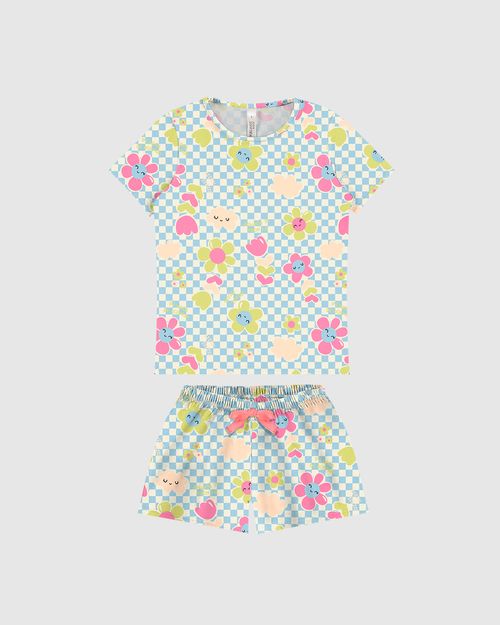 Pijama Infantil Menina Manga Curta Estampado Malwee Kids
