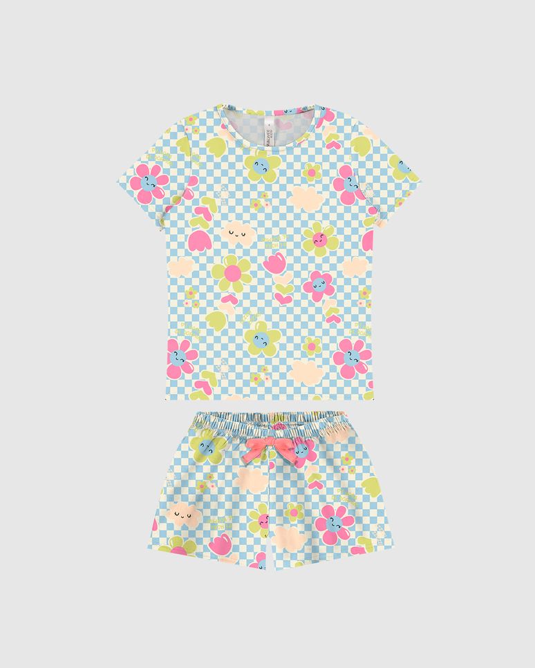 Pijama Infantil Menina Manga Curta Estampado Malwee Kids