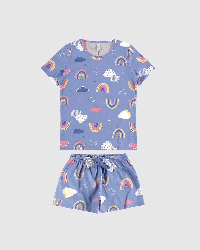 Pijama Infantil Menina Manga Curta Estampado Malwee Kids