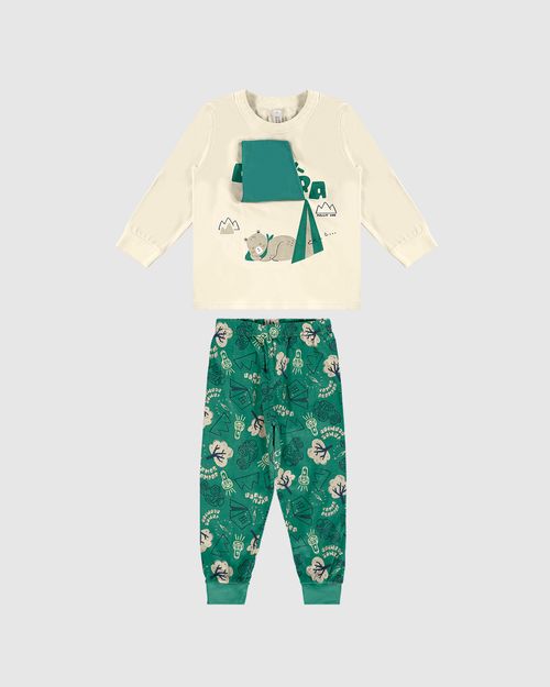Pijama Longo Infantil Menino Aventura Com Aplique Interativo Malwee Kids