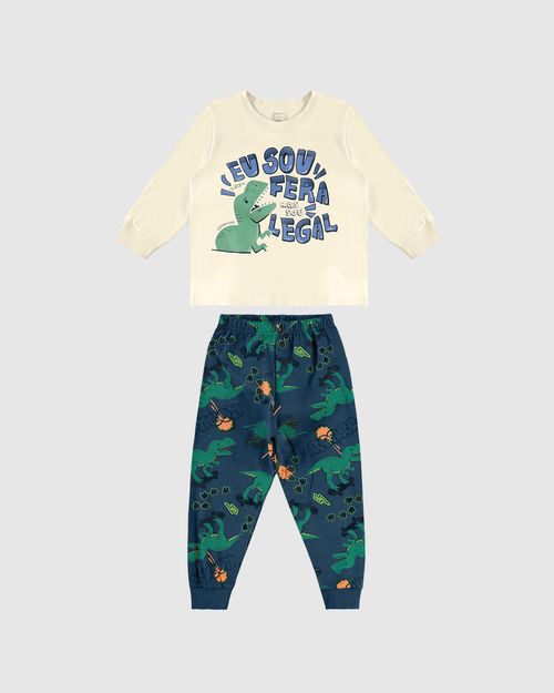 Pijama Longo Infantil Menino Calça Estampada Em Algodão Malwee Kids