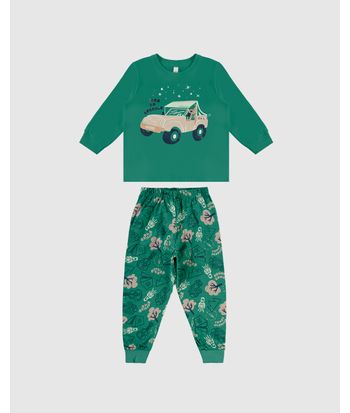 Pijama Longo Infantil Menino Calça Estampada Em Algodão Malwee Kids