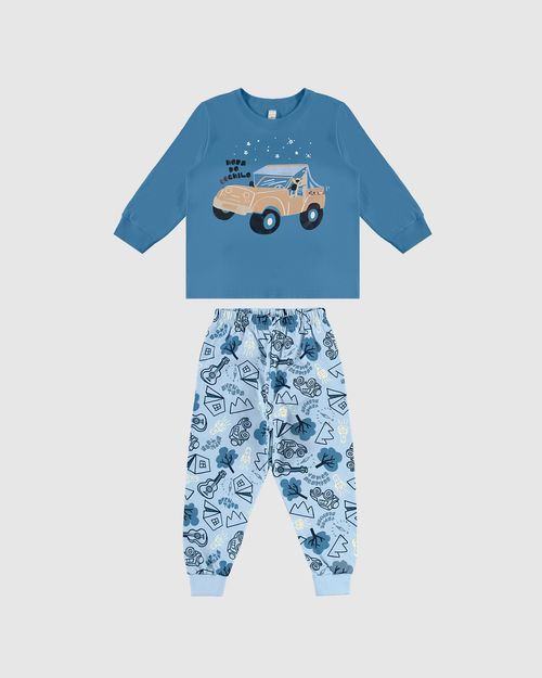 Pijama Longo Infantil Menino Calça Estampada Em Algodão Malwee Kids