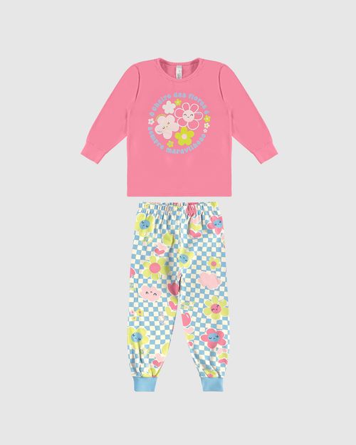 Pijama Longo Infantil Menina Estampa Brilha No Escuro Em Algodão Malwee Kids