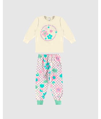 Pijama Longo Infantil Menina com Estampa Brilha no Escuro Malwee Kids