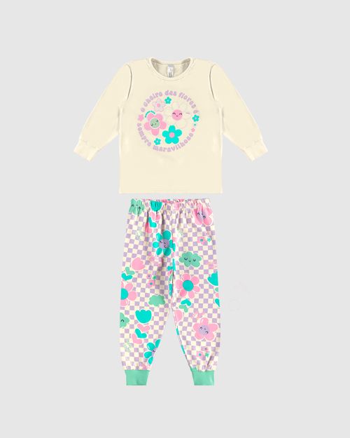 Pijama Longo Infantil Menina com Estampa Brilha no Escuro Malwee Kids