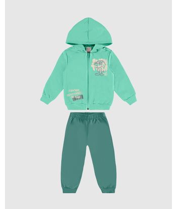Conjunto Longo Infantil Menino Jaqueta Moletom Mescla Flanelado Malwee Kids