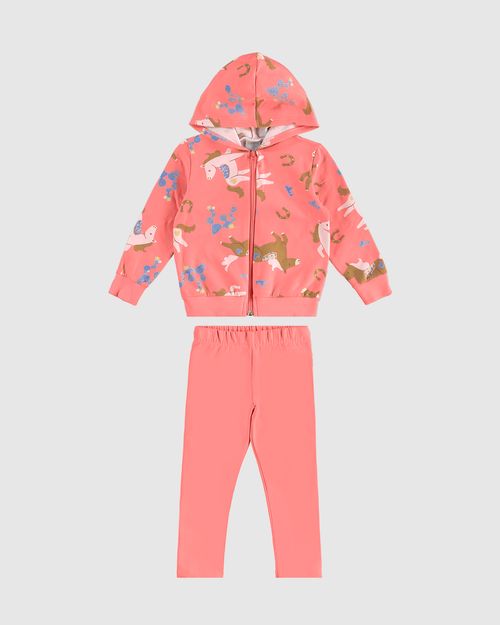 Conjunto Infantil Menina Jaqueta Em Moletom Stretch Flanelado Malwee Kids