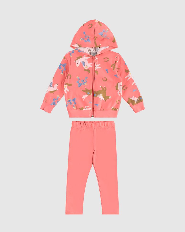 Conjunto Infantil Menina Jaqueta Em Moletom Stretch Flanelado Malwee Kids