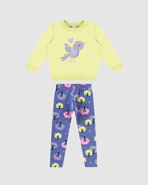 Conjunto Infantil Menina Legging Em Moletom Stretch Flanelado Malwee Kids