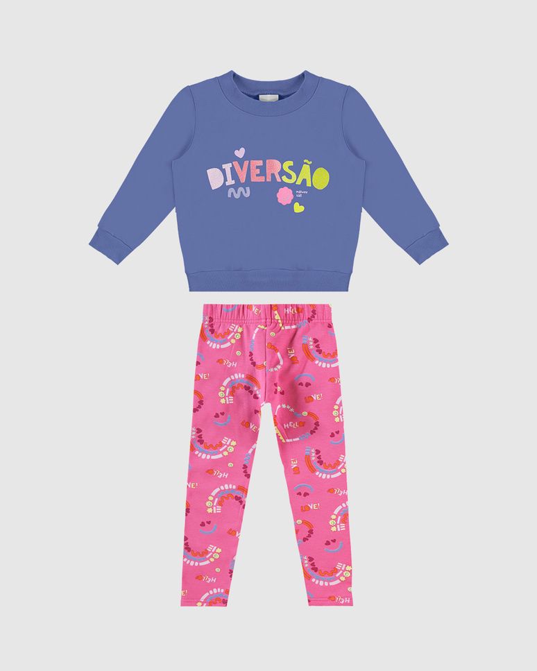 Conjunto Infantil Menina Legging Em Moletom Stretch Flanelado Malwee Kids