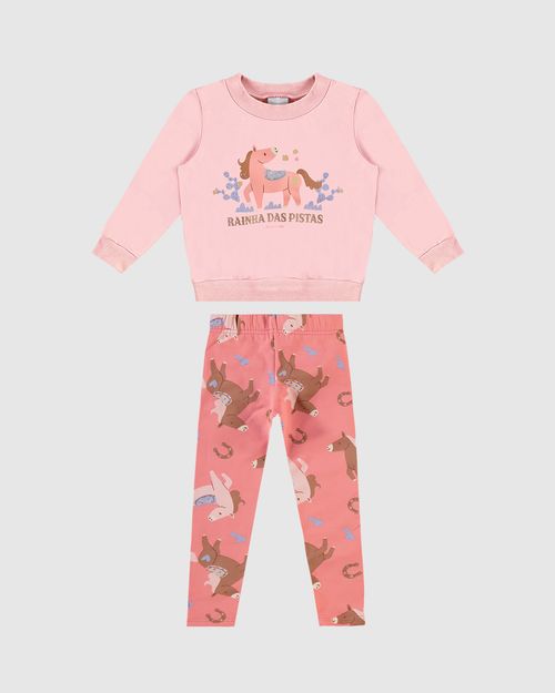 Conjunto Infantil Menina Legging Em Moletom Stretch Flanelado Malwee Kids