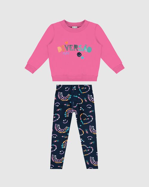 Conjunto Infantil Menina Legging Em Moletom Stretch Flanelado Malwee Kids