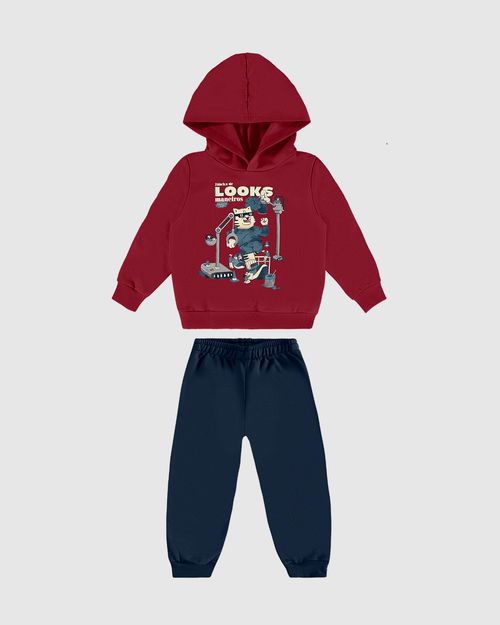 Conjunto Longo Infantil Menino Blusão E Calça Moletom Flanelado Malwee Kids