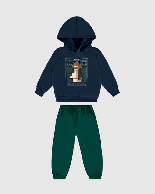 Conjunto Longo Infantil Menino Blusão E Calça Moletom Flanelado Malwee Kids