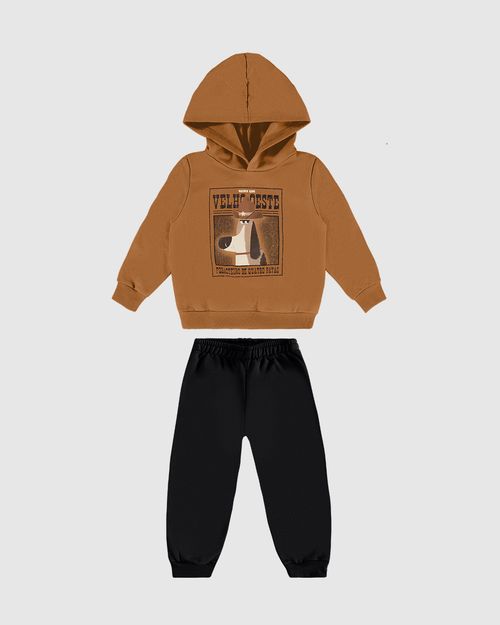 Conjunto Longo Infantil Menino Blusão E Calça Moletom Flanelado Malwee Kids