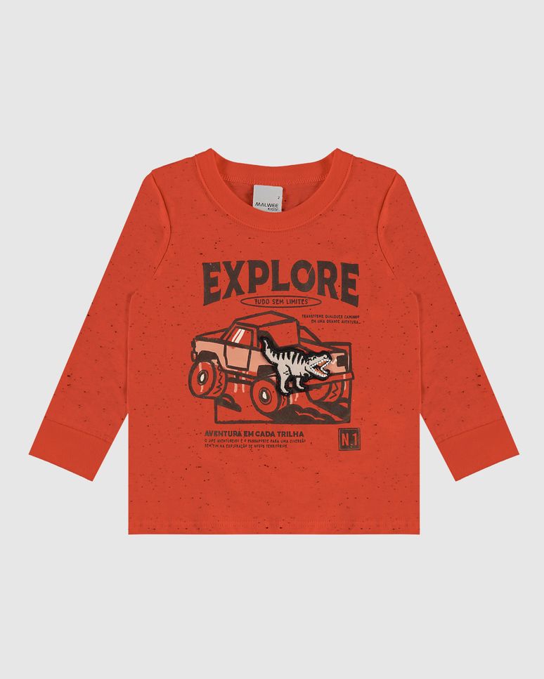 Camiseta Infantil Menino Explore Manga Longa Em Malha Botonê Malwee Kids