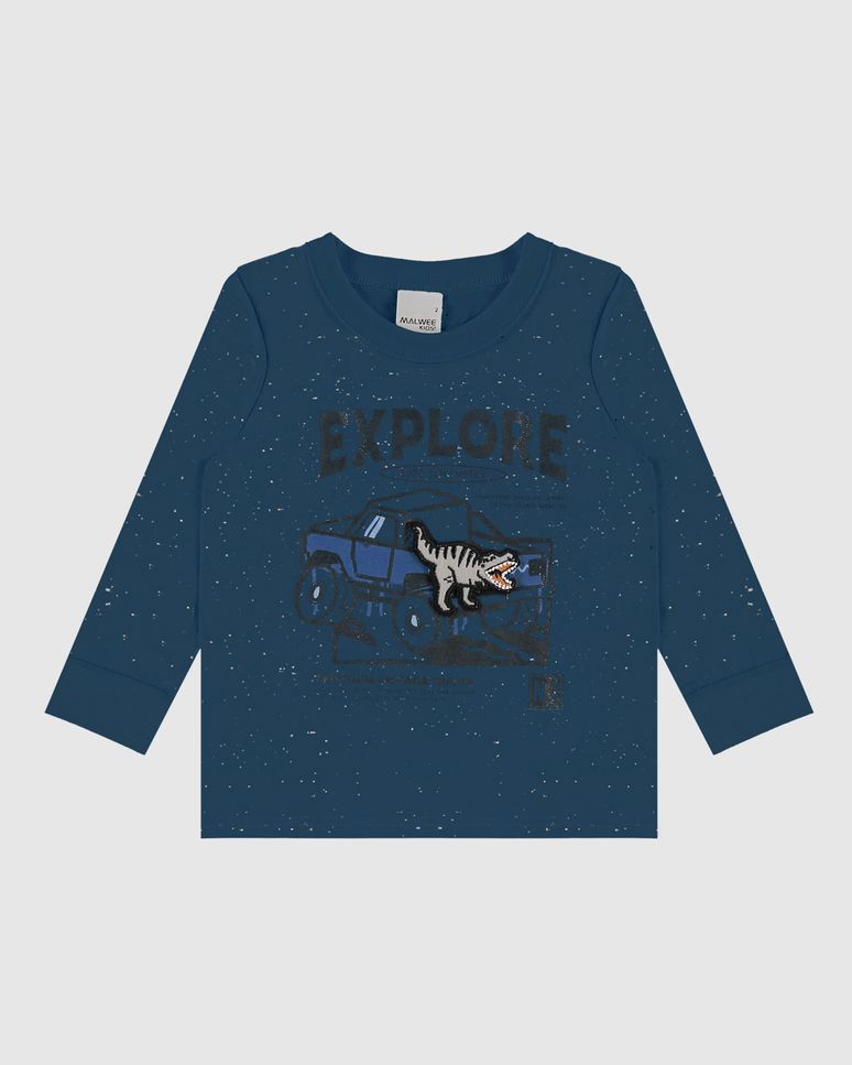 Camiseta Infantil Menino Explore Manga Longa Em Malha Botonê Malwee Kids