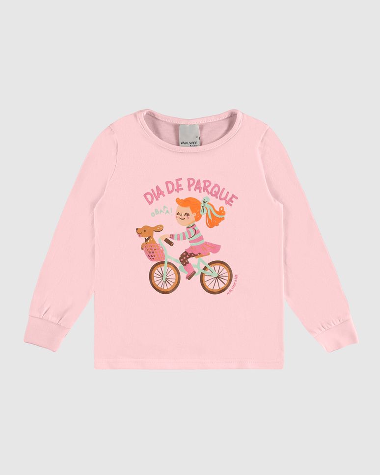 Blusa Infantil Menina Manga Longa Dia De Parque Em Algodão Malwee Kids