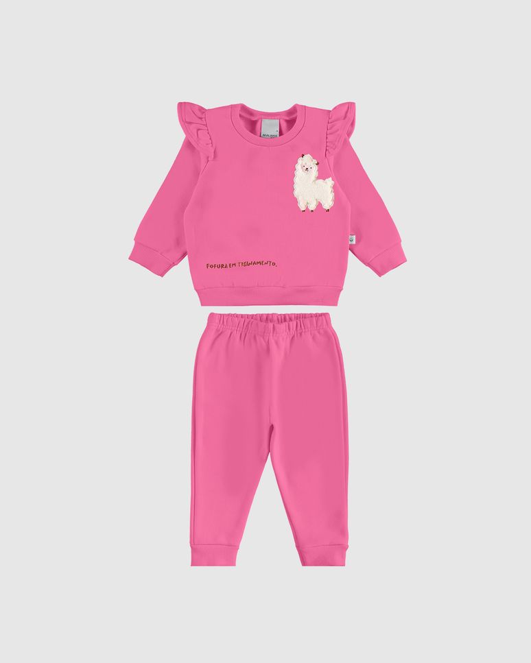 Conjunto Infantil Menina Em Moletom Mesclado Flanelado Malwee Kids