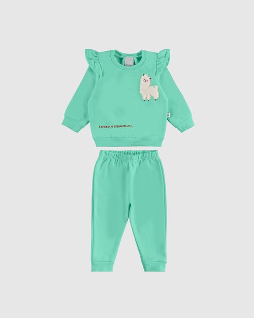 Conjunto Infantil Menina Em Moletom Mesclado Flanelado Malwee Kids