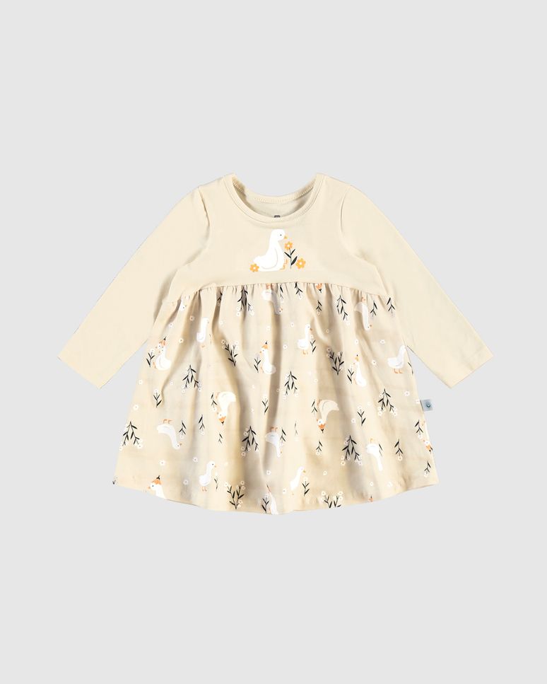 Vestido Infantil Rodado Manga Longa Em Algodão Malwee Kids