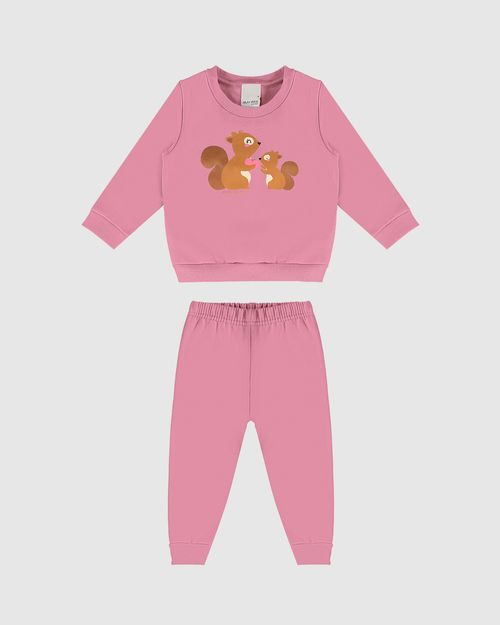 Conjunto Infantil Menina Blusão E Calça Em Moletom Flanelado Malwee Kids