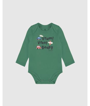Body Bebê Menino Manga Longa Beep! Em Algodão Malwee Kids
