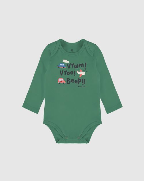 Body Bebê Menino Manga Longa Beep! Em Algodão Malwee Kids