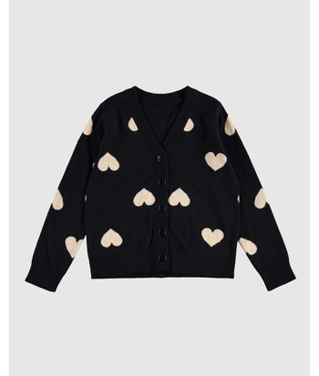 Cardigan Infantil Menina Estampa Corações Em Tricô Malwee Kids