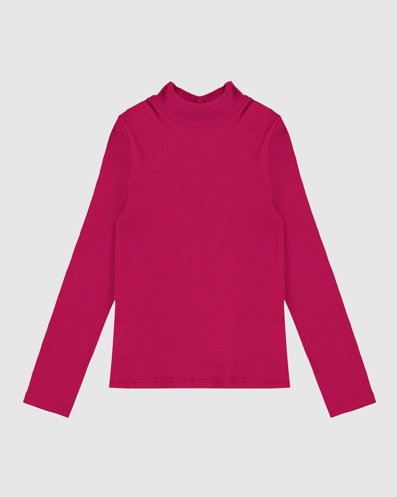 Blusa Infantil Menina Gola Alta Manga Longa Em Ribana Malwee Kids