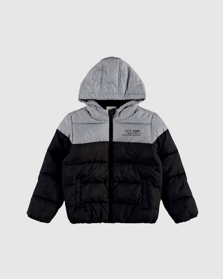 Jaqueta Puffer Infantil Menino Estampa Peitoral Em Nylon Malwee Kids