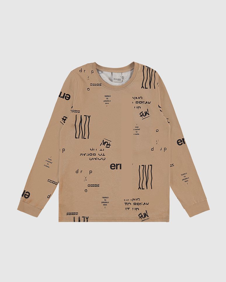 Camiseta Infantil Menino Manga Longa Estampada Em Algodão Malwee Kids