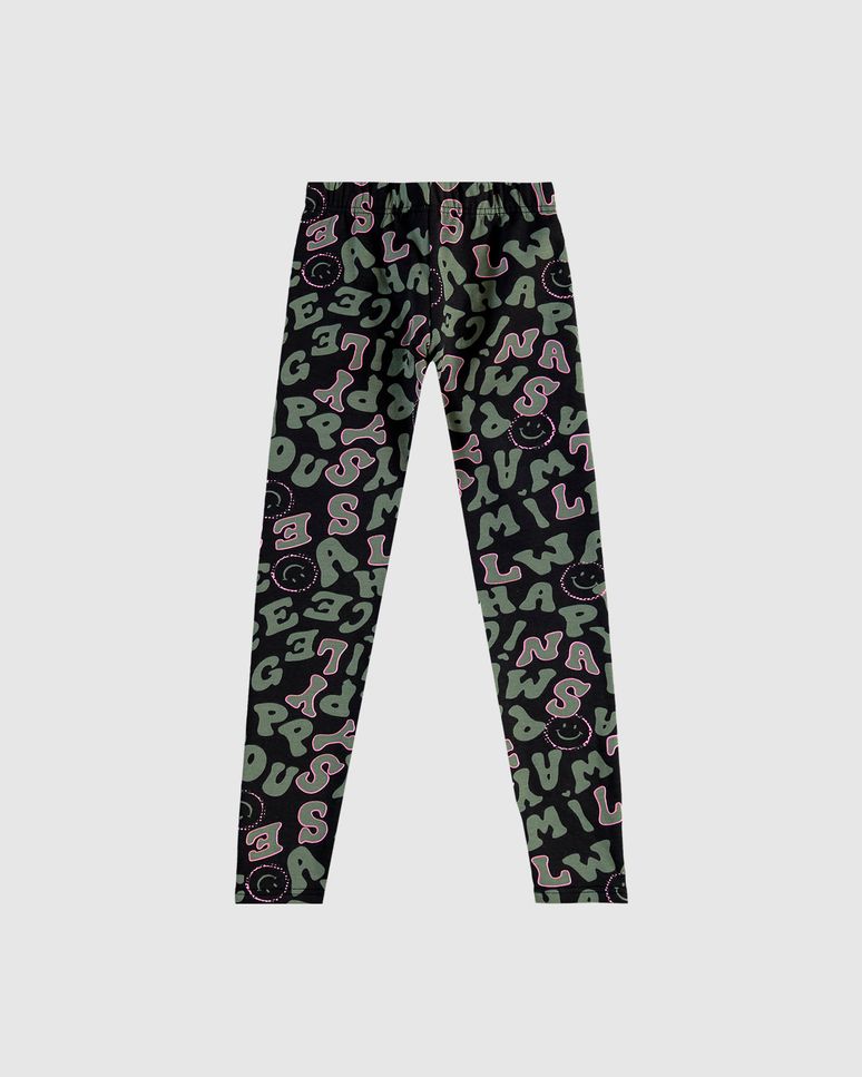 Calça Legging Infantil Estampada Em Moletom Stretch Flanelado Malwee Kids