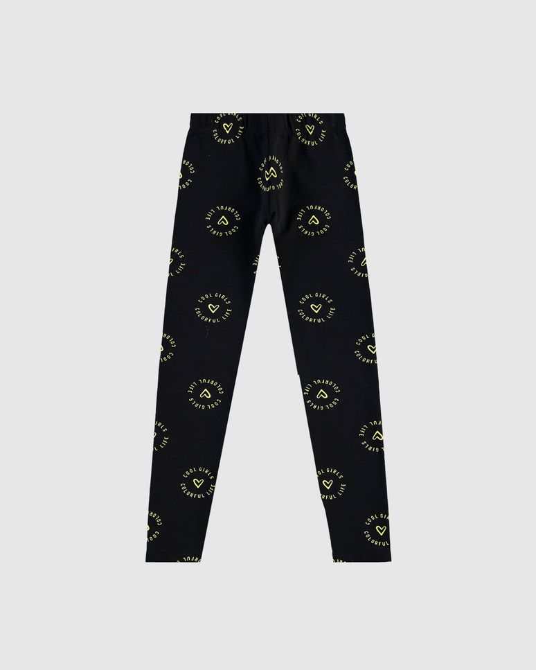 Calça Legging Infantil Estampada Em Moletom Stretch Flanelado Malwee Kids