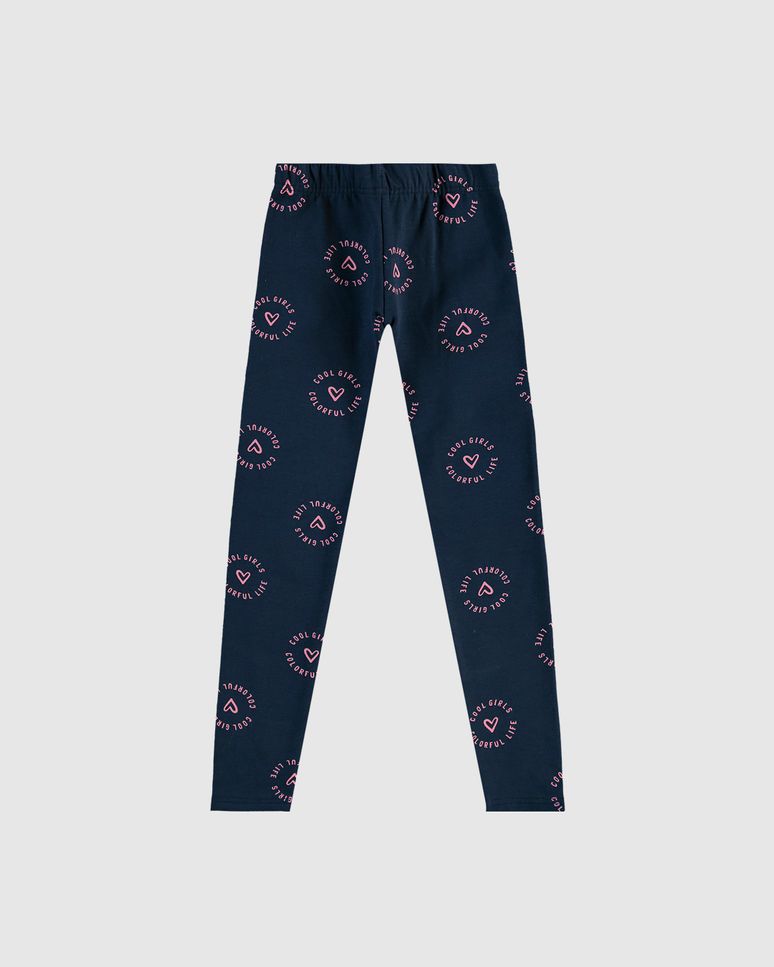 Calça Legging Infantil Estampada Em Moletom Stretch Flanelado Malwee Kids