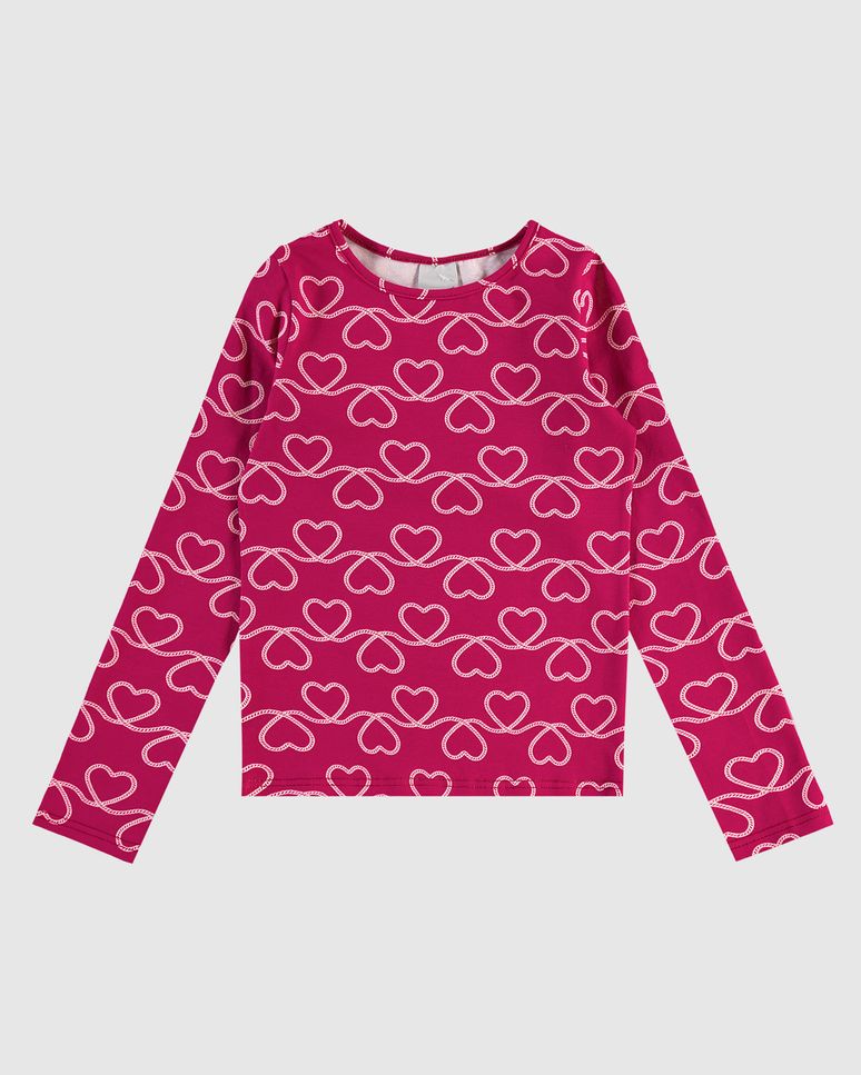 Blusa Infantil Menina Manga Longa Estampada Em Algodão Malwee Kids