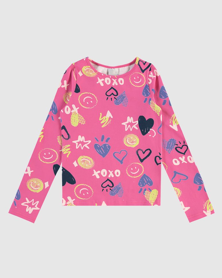Blusa Infantil Menina Manga Longa Estampada Em Algodão Malwee Kids