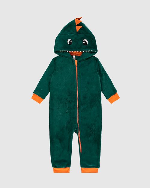 Pijama Macacão Infantil Menino Com Aplique Interativo Em Fleece Malwee Kids