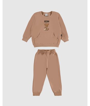 Conjunto Infantil Menino Mini Descolado Em Moletom Mesclado Malwee Kids