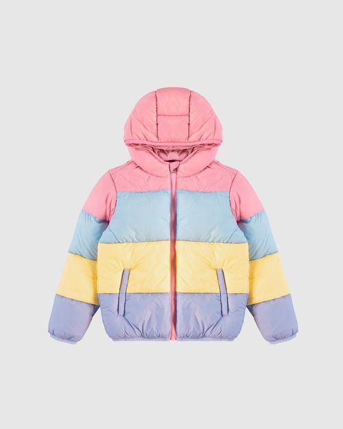 Jaqueta Infantil Menina Puffer Com Capuz Em Tafetá Malwee Kids