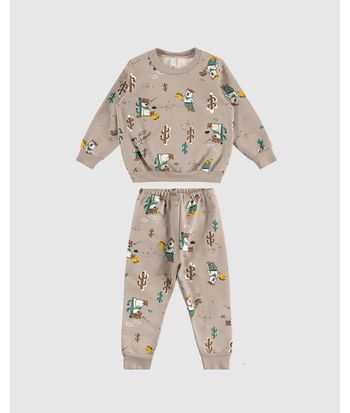 Pijama Longo Infantil Menino Blusão E Calça Em Moletom Flanelado Malwee Kids