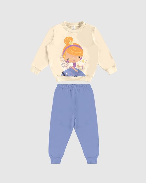 Pijama Longo Infantil Menina Blusão E Calça Em Moletom Flanelado Malwee Kids