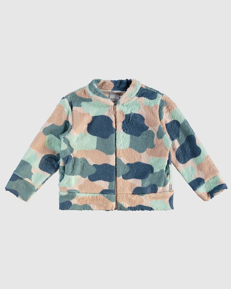 Jaqueta Infantil Unissex Estampa Camuflada Em Pelúcia Malwee Kids