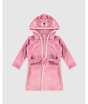 Roupão Infantil Menina Bordado Com Aplique Em Pelúcia Malwee Kids