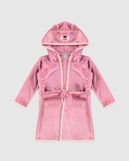 Roupão Infantil Menina Bordado Com Aplique Em Pelúcia Malwee Kids